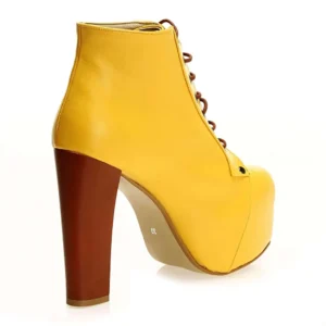 Yellow Platform Lace up Ankle Boots