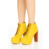 Yellow Platform Lace up Ankle Boots