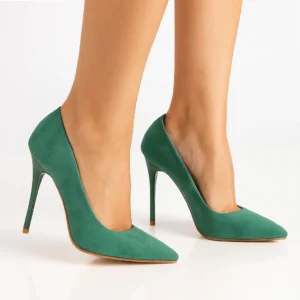 Green Suede Round Toe Stiletto Pumps MA-021