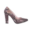 Brown Chunky Heel Snake Print Shoes MA-023