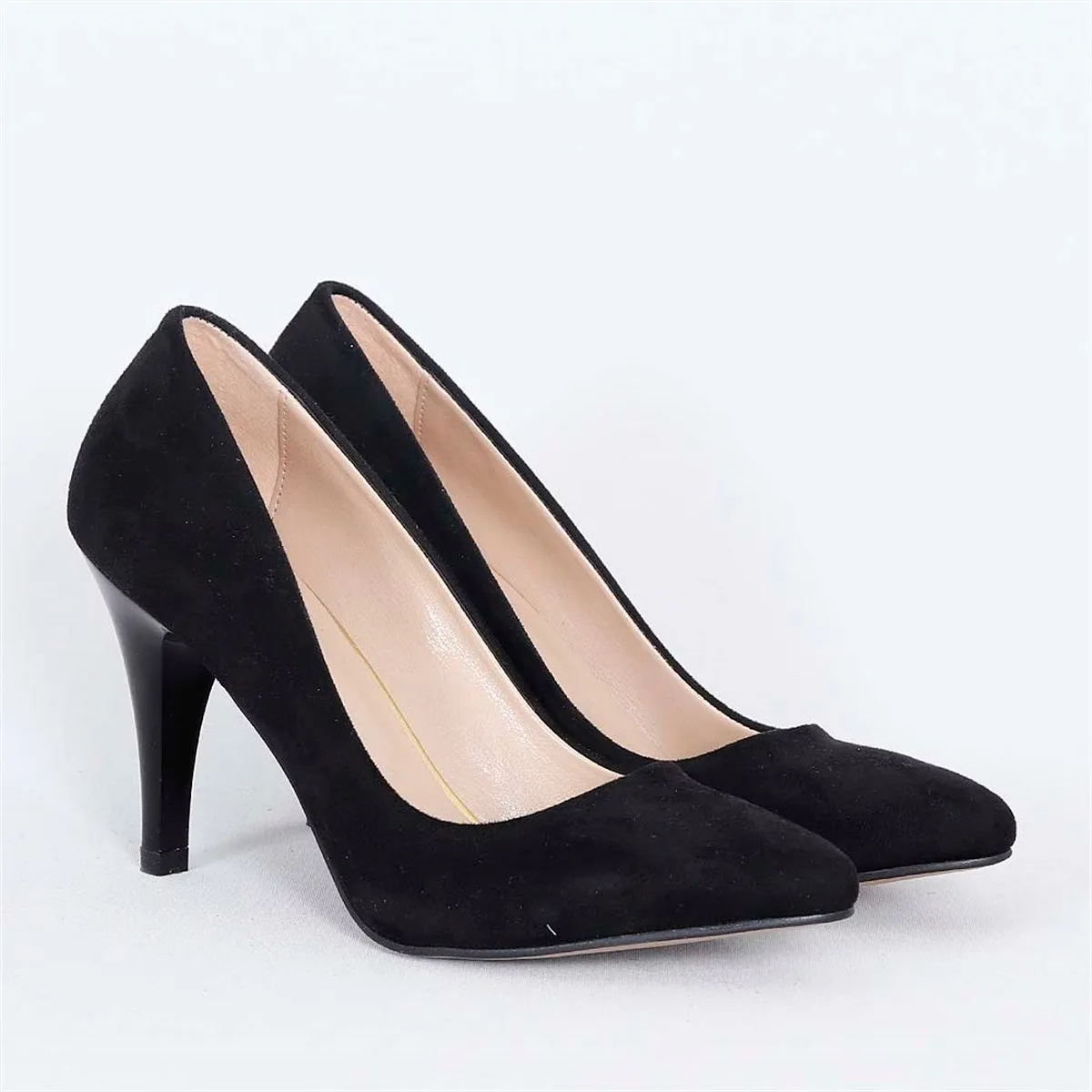 Black Suede Low Heel Pumps for Women MA-017