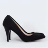 Black Suede Low Heel Pumps for Women MA-017