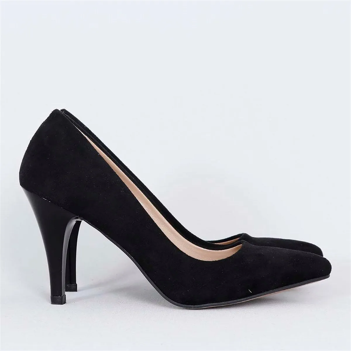 Black Suede Low Heel Pumps for Women MA-017
