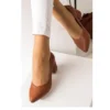 Brown Block Heel Pumps for Women RA-162