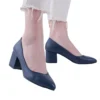 Navy Blue Block Heel Pumps for Women RA-162