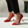 Red Rhinestone Stiletto Heels for Women RA-510