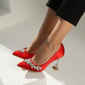 Red Rhinestone Stiletto Heels for Women RA-510