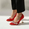 Red Rhinestone Stiletto Heels for Women RA-510