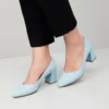Baby Blue Block Heel Pumps for Women RA-162