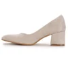 Beige Suede Block Heel Pumps for Women RA-162
