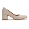 Beige Suede Block Heel Pumps for Women RA-162