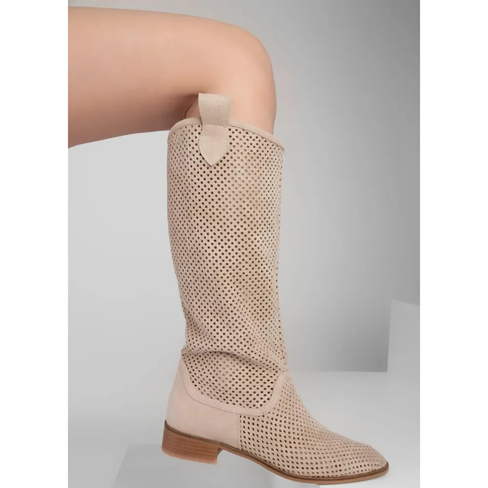 Beige Western Cowboy Boots for Women RA-8011