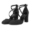 Black Ankle Strap Block Heel Pumps for Women RA-803
