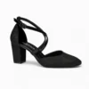 Black Ankle Strap Block Heel Pumps for Women RA-803