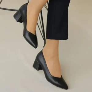 Black Block Heel Pumps for Women RA-162