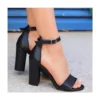 Black Chunky Heel Ankle Strap Sandals MA-030