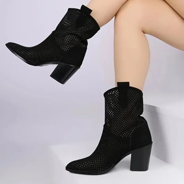 Black Heeled Western Cowboy Boots for Women