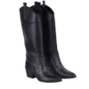 Black Knee-High Cowboy Boots for Women TU-03