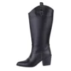 Black Knee-High Cowboy Boots for Women TU-03
