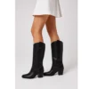 Black Knee-High Cowboy Boots for Women TU-03