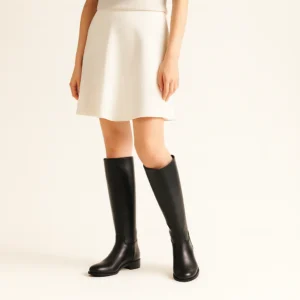 Black Knee High Wide Calf Boots for Women TU-015