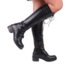 Black Lace up Boots Women Knee High TU-011