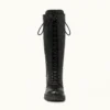 Black Lace up Boots Women Knee High TU-011