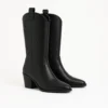 Black Low Heel Suede Boots Women Knee High