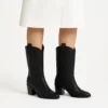 Black Low Heel Suede Boots Women Knee High