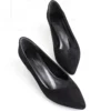 Black Suede Block Heel Pumps for Women RA-162
