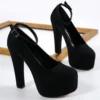 Black Suede Platform High Heel Shoes for Women RA-304