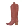 Brown Low Heel Suede Boots Women Knee High
