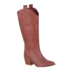 Brown Low Heel Suede Boots Women Knee High