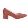Brown Suede Block Heel Pumps for Women RA-162