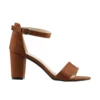 Brown Suede Chunky Heel Ankle Strap Sandals MA-030