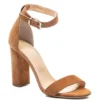 Brown Suede Chunky Heel Ankle Strap Sandals MA-030