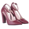 Burgundy Dressy Block Heel Ankle Strap Pumps RA-8030