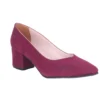 Burgundy Suede Block Heel Pumps for Women RA-162