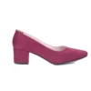 Burgundy Suede Block Heel Pumps for Women RA-162