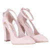 Cream Dressy Block Heel Ankle Strap Pumps RA-8030