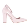Cream Dressy Block Heel Ankle Strap Pumps RA-8030