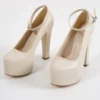 Cream Platform High Heel Shoes for Women RA-304