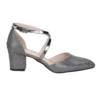Gray Ankle Strap Block Heel Pumps for Women RA-803