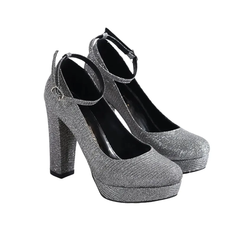 Gray Ankle Strap High Platform Heels for Women RA-210