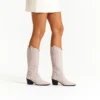 Gray Low Heel Knee High Ankle Boots for Women