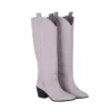 Gray Low Heel Knee High Ankle Boots for Women