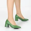 Green Block Heel Pumps for Women RA-162
