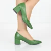 Green Block Heel Pumps for Women RA-162