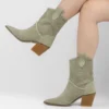 Green Heeled Western Cowboy Boots for Women