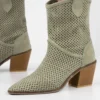 Green Heeled Western Cowboy Boots for Women